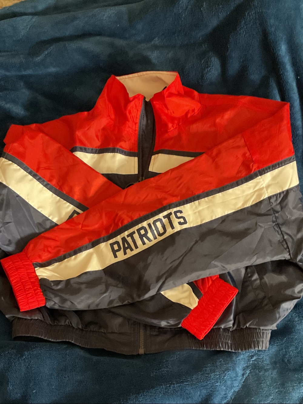 New England Patriots Colorblock Windbreaker Jacket - Red, Navy & White